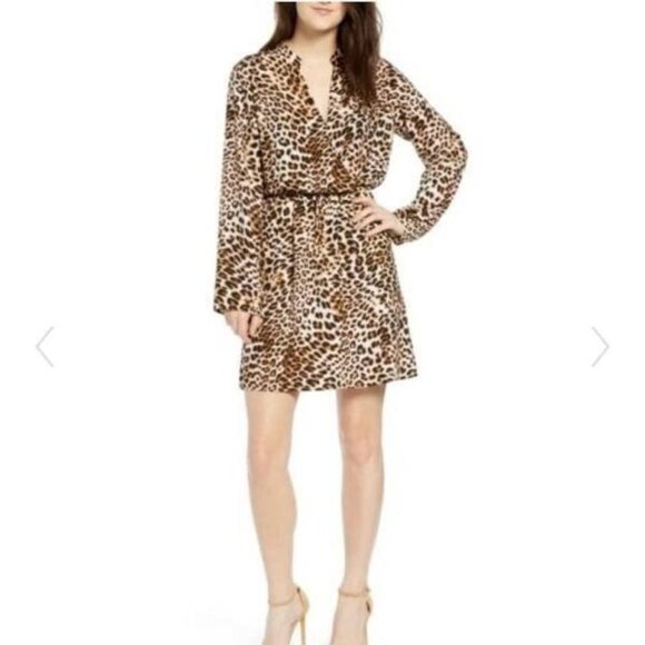 👗 2/$30 👗 All in Favor Animal Print Deep Plunging Neckline Dress  sz M - Picture 1 of 8